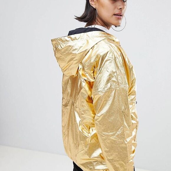 adidas - Originals Half Zip Hooded Jacket In High Shine Gold sz M - Picture 3 of 6